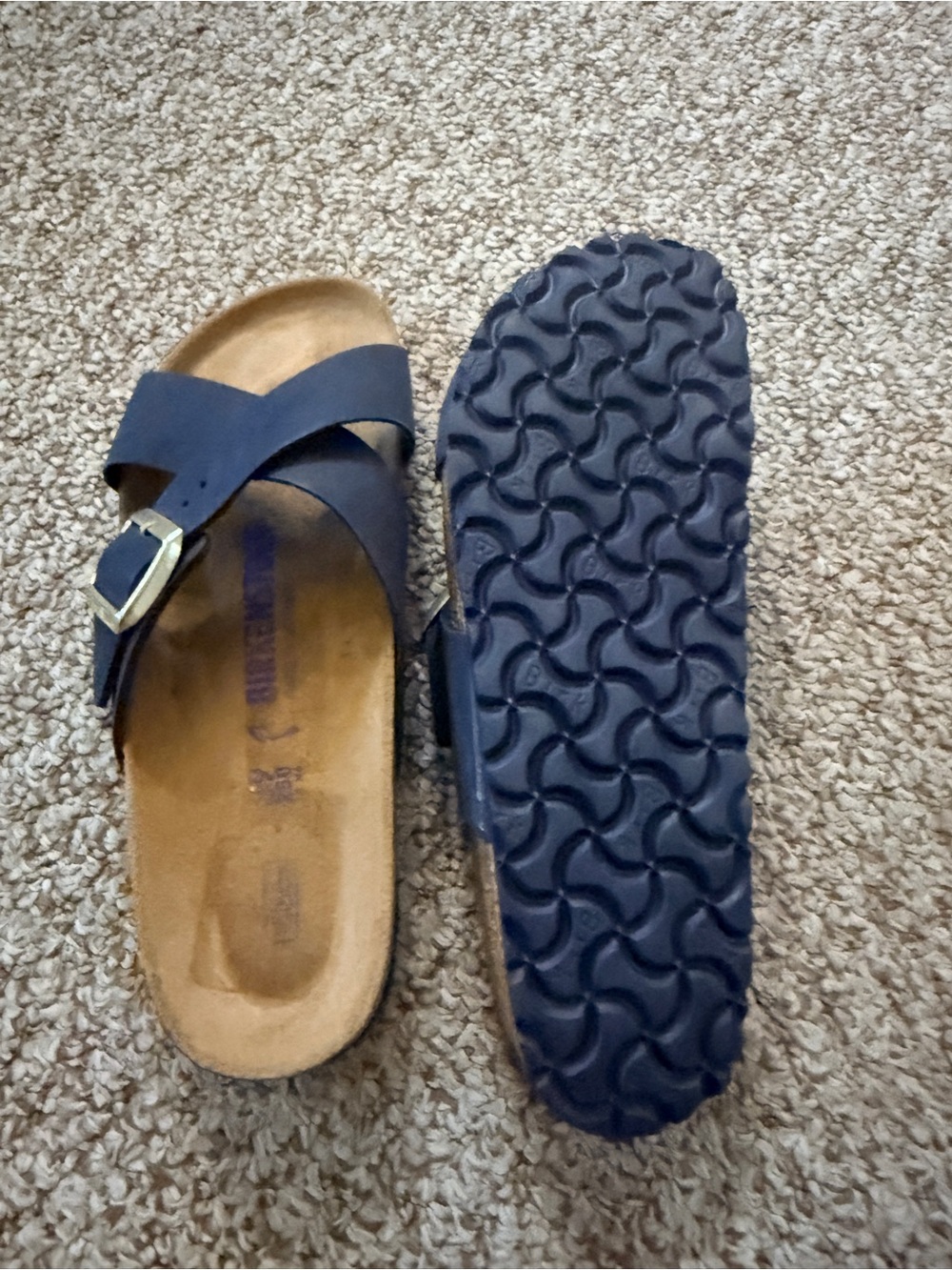 Birkenstock Cruz Nubuck Cross-Strap Sandals in Navy - Picture 3 of 6